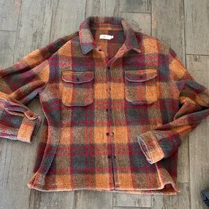 Rokit Plaid Lightweight Shirt Jacket in Rust & brown